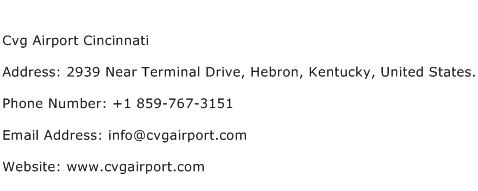 Cvg Airport Cincinnati Address Contact Number
