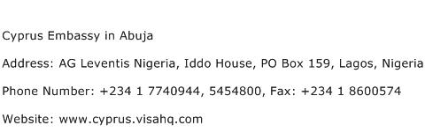 Cyprus Embassy in Abuja Address Contact Number