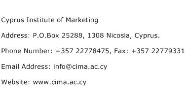 Cyprus Institute of Marketing Address Contact Number