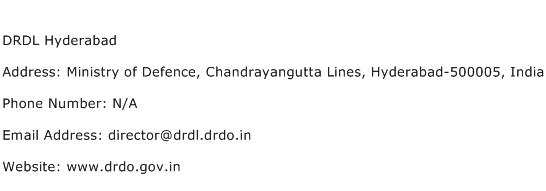 DRDL Hyderabad Address Contact Number