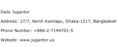 Daily Jugantor Address Contact Number