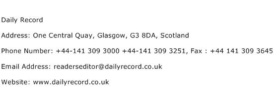 Daily Record Address Contact Number
