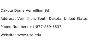 Dakota Dome Vermillion Sd Address Contact Number