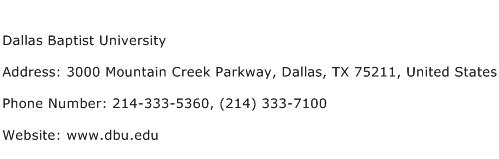 Dallas Baptist University Address Contact Number