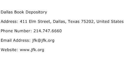 Dallas Book Depository Address Contact Number