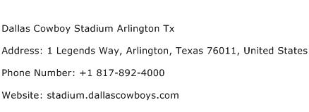 Dallas Cowboy Stadium Arlington Tx Address Contact Number