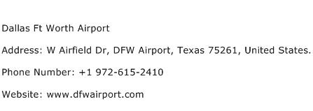 Dallas Ft Worth Airport Address Contact Number