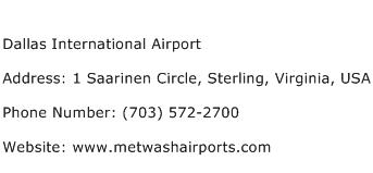 Dallas International Airport Address Contact Number