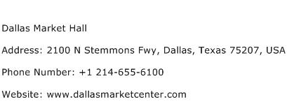 Dallas Market Hall Address Contact Number