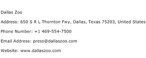 Dallas Zoo Address Contact Number