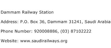 Dammam Railway Station Address Contact Number
