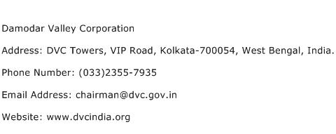 Damodar Valley Corporation Address Contact Number