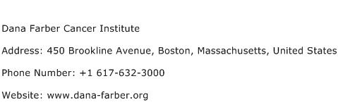 Dana Farber Cancer Institute Address Contact Number