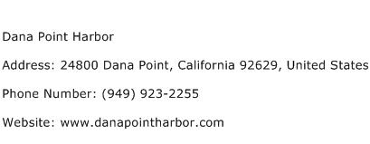 Dana Point Harbor Address Contact Number