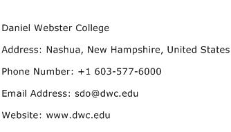 Daniel Webster College Address Contact Number