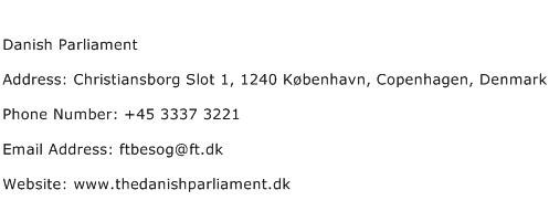 Danish Parliament Address Contact Number