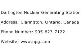 Darlington Nuclear Generating Station Address Contact Number