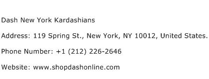 Dash New York Kardashians Address Contact Number