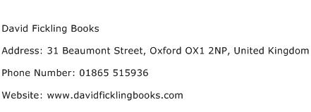 David Fickling Books Address Contact Number