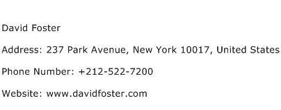 David Foster Address Contact Number