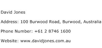 David Jones Address Contact Number