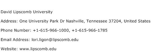 David Lipscomb University Address Contact Number