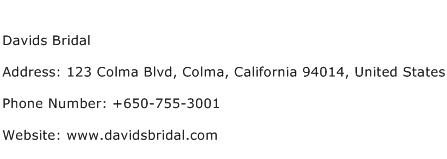 Davids Bridal Address Contact Number