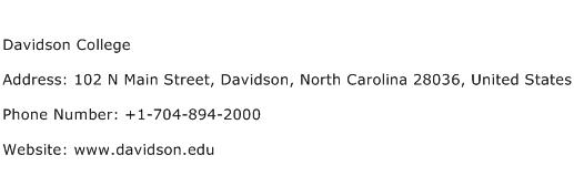 Davidson College Address Contact Number