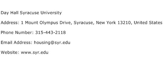 Day Hall Syracuse University Address Contact Number