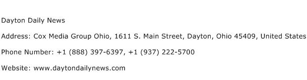 Dayton Daily News Address Contact Number