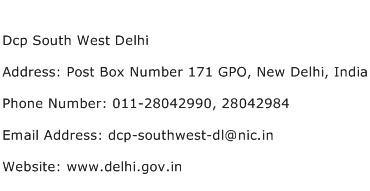Dcp South West Delhi Address Contact Number