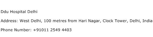 Ddu Hospital Delhi Address Contact Number