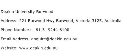 Deakin University Burwood Address Contact Number