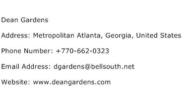Dean Gardens Address Contact Number