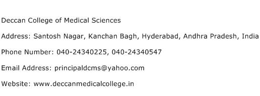 Deccan College of Medical Sciences Address Contact Number