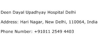 Deen Dayal Upadhyay Hospital Delhi Address Contact Number