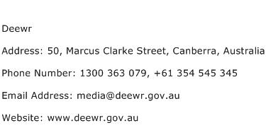 Deewr Address Contact Number