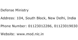 Defense Ministry Address Contact Number