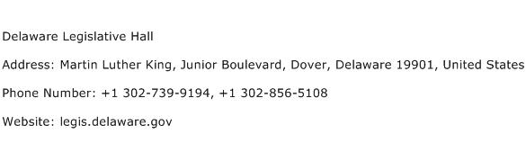 Delaware Legislative Hall Address Contact Number