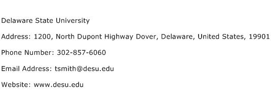 Delaware State University Address Contact Number