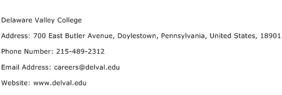 Delaware Valley College Address Contact Number