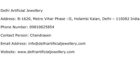 Delhi Artificial Jewellery Address Contact Number