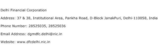 Delhi Financial Corporation Address Contact Number