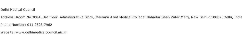Delhi Medical Council Address Contact Number