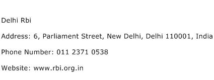 Delhi Rbi Address Contact Number