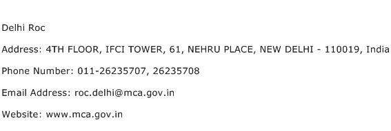 Delhi Roc Address Contact Number