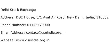 Delhi Stock Exchange Address Contact Number
