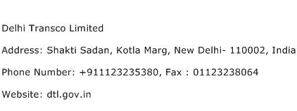 Delhi Transco Limited Address Contact Number
