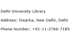 Delhi University Library Address Contact Number