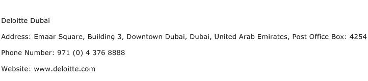 Deloitte Dubai Address Contact Number
